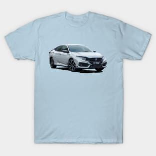 Sleek White Honda Civic Vector Art Tee T-Shirt